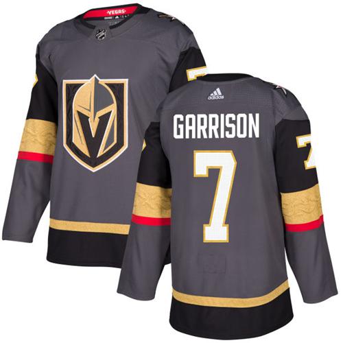 Adidas Golden Knights #7 Jason Garrison Grey Home Authentic Stitched NHL Jersey - Click Image to Close